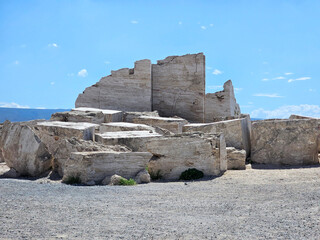 Giant white blocks in the Cuatro Cienegas Marble Mines, Coahuila, Mexico is an amazing landscape in...