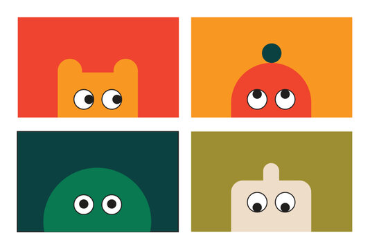 Design template monster or cartoon cute unique abstract