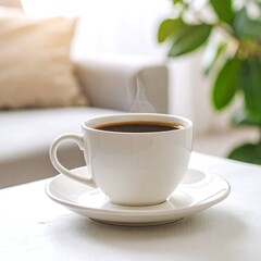 Obraz premium Cozy coffee scene in a bright room