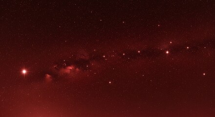 Starry sky, starry background, night scene, deep red color tone, bright stars twinkling in the dark space, creating an ethereal and mysterious atmosphere.