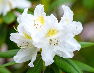 Obraz premium Close-up of white azalea blossoms (3)