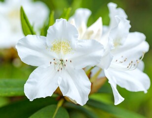 Close-up of white azalea flowers