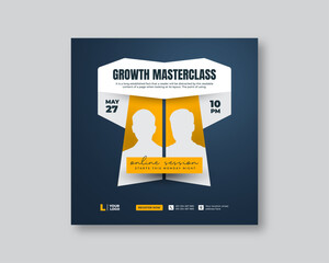 Growth masterclass webinar banner template for business seminar and online event promotion