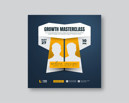 Growth masterclass webinar banner template for business seminar and online event promotion