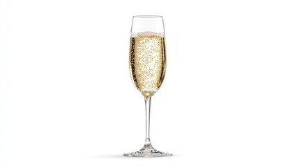 Sparkling wine flute, celebration, white background, bubbles (1)