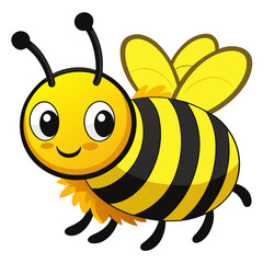 vector illustration of bee, carrying pollen, cartoon