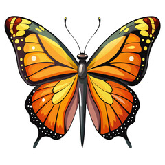vector illustration of butterfly, wings spread, watercolor
