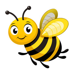 vector illustration of bee, flying, cartoon
