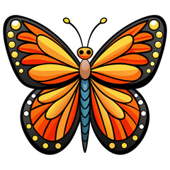 vector illustration of butterfly, wings spread, cartoon