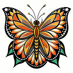 vector illustration of butterfly, on flower, abstract