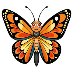 vector illustration of butterfly, landing, cartoon