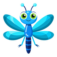 vector illustration of dragonfly, perched, cartoon