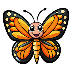 vector illustration of butterfly, landing, cartoon