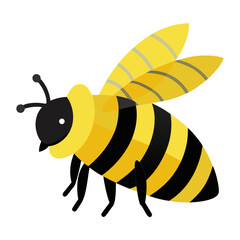 vector illustration of bee, side view, flat design