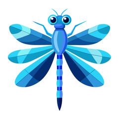 vector illustration of dragonfly, perched, flat design