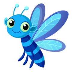 vector illustration of dragonfly, side view, cartoon