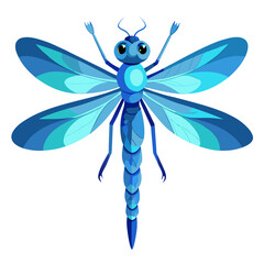 vector illustration of dragonfly, perched, watercolor