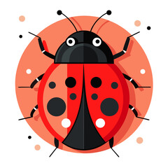 vector illustration of ladybug, top view, flat design