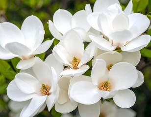 Fototapeta premium Close-up of white magnolia blossoms (1)