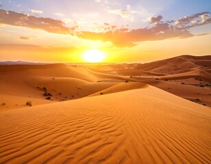Desert sunset over sand dunes