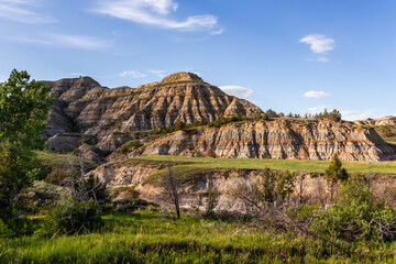 Picturesque landscape in North Dakota in Theodore Roosevelt National Park