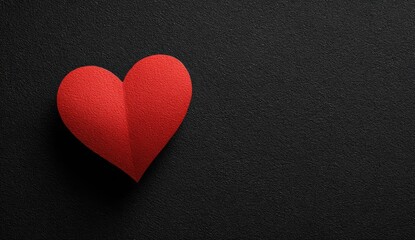 Red paper heart on dark background, Valentine's Day card design (1)