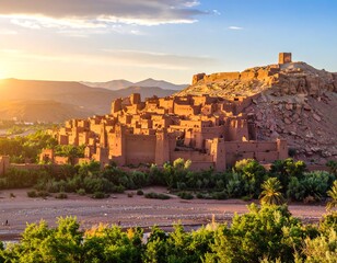 Obraz premium Desert town at sunset