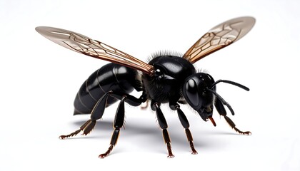 Detailed 3D model of a black bee