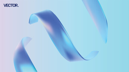 Dynamic Blue Ribbons Gracefully Flowing on a Beautiful Gradient Background for Modern Design