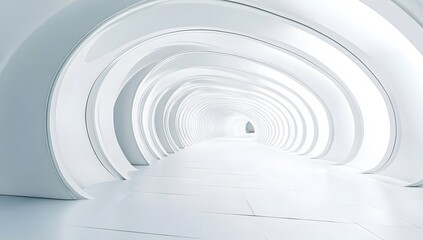 Obraz premium Abstract white curved architecture creating a sleek and futuristic minimal background.