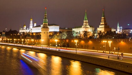 Kremlin at night, illuminated
