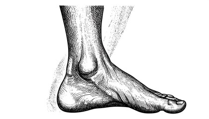 Detailed anatomical drawing of a human foot