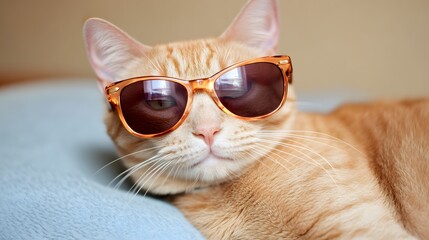 Cool Cat Wearing Sunglasses: Funny Orange Tabby Kitten in Shades