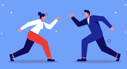 Modern flat design vector illustration depicting three diverse characters engaged in various digital work activities &mdash; one carrying a laptop, another walking while talking on the phone, and one focuse