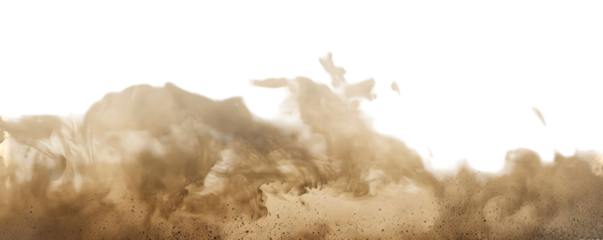 A wide shot of a cloud of tan-colored dust, with a defined edge