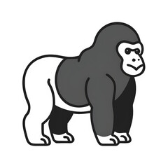 Fototapeta premium Gorilla Icon – Minimal Vector Silhouette of a Powerful Great Ape with Broad Chest and Muscular Build, Flat Design for Wildlife Logos, African Rainforest Animal Graphics, and Nature Illustrations, Isol