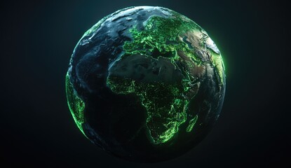 Global Night Lights Earth's Illumination, Space View, Environmental Conservation