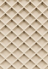 Fototapeta premium Diamond Gridded Structure: A beige architectural lattice exhibiting a repetitive square design