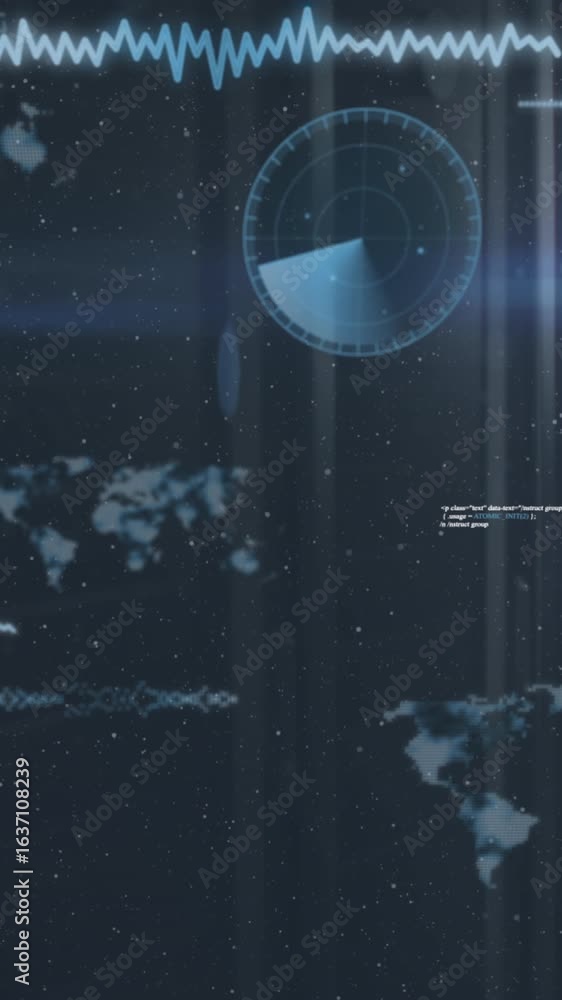 Poster animation of data processing and statistics over computer servers