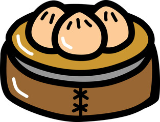 Dumpling chinese culture line icon