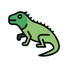 Iguana Icon – Minimal Vector Silhouette of a Tropical Lizard, Flat Reptile Design for Wildlife Logos, Nature Graphics, Exotic Animal Symbols, and Jungle Illustrations, Isolated on White