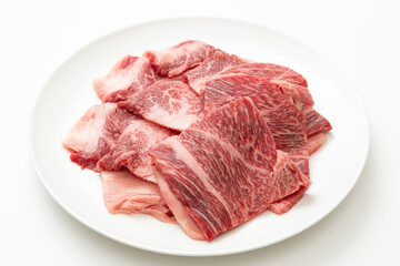 生の牛肉　白バック