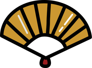 Handheld fan chinese culture line icon