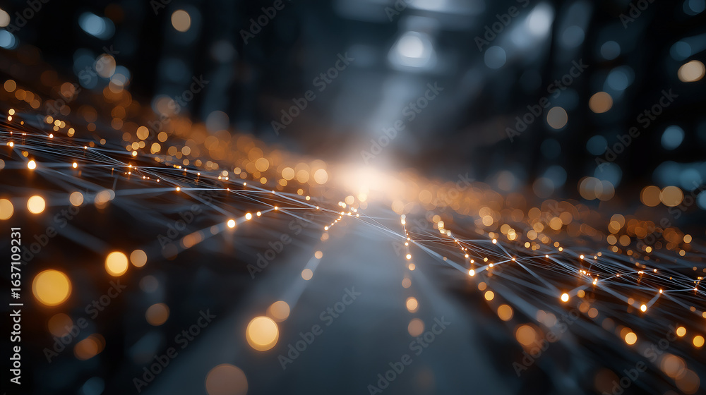 Aufkleber network of light: a dynamic depiction of an intricate network of illuminated nodes, symbolizing conn