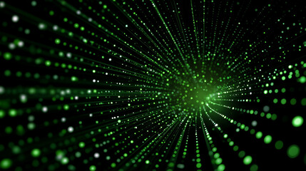 Digital Data Tunnel: A mesmerizing visual journey through a vibrant digital data tunnel, rendered in brilliant green light and abstract particles, suggesting a deep dive into the world of technology.