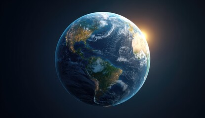 Fototapeta premium Sunrise Earth, space, global view, environmental awareness