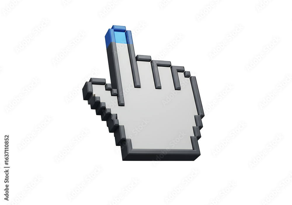 Fototapete 3d hand cursor icon isolated on white background computer pointer symbol for web and internet intera