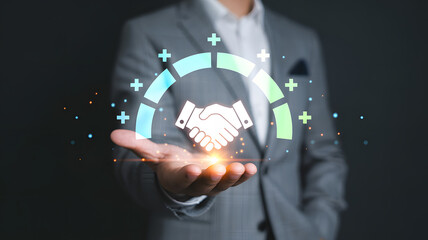 Business handshake icon representing partnership, deal, agreement, and success