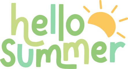 simple green hello summer typography