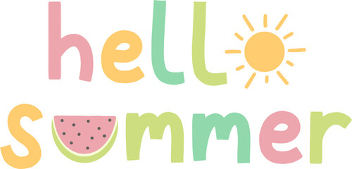 cute typography text hello summer pastel color cheerful font